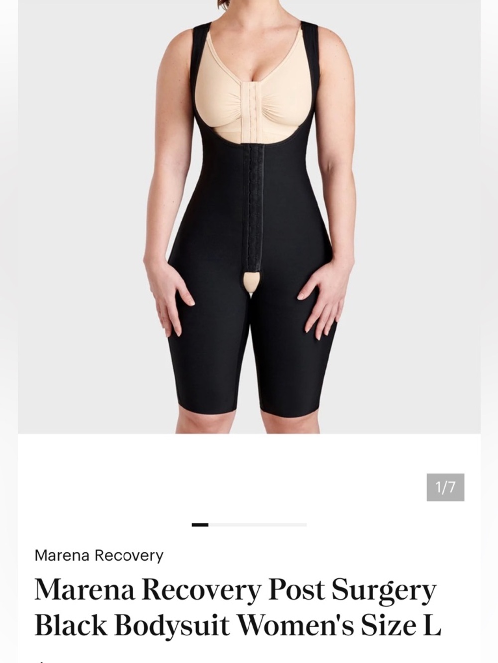 Marena Recovery Post Surgery Black Bodysuit Women's Size L